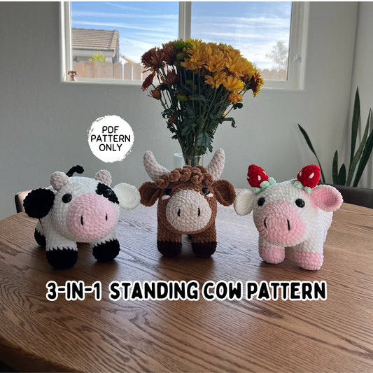 3-in-1 Standing Cow Crochet Pattern