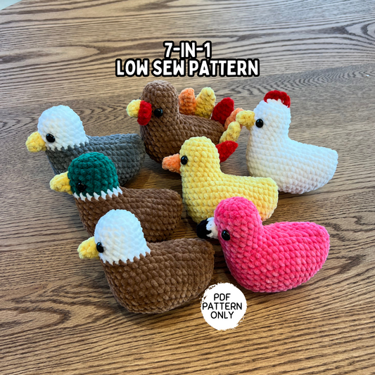 7-in-1 Low Sew Loaf Bird Crochet Pattern Bundle