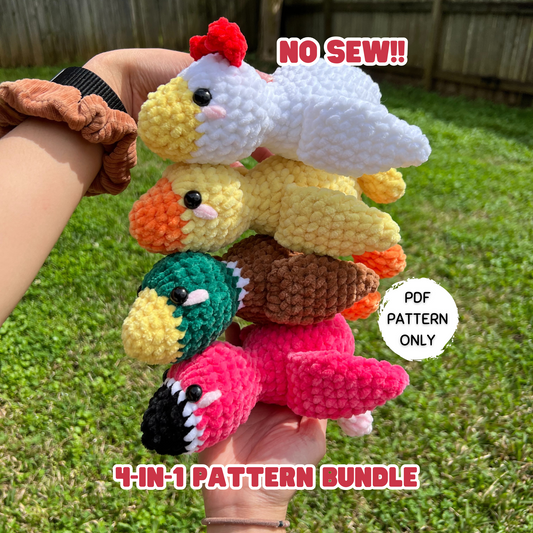 No Sew 4-in-1 Crochet Bird Pattern Bundle