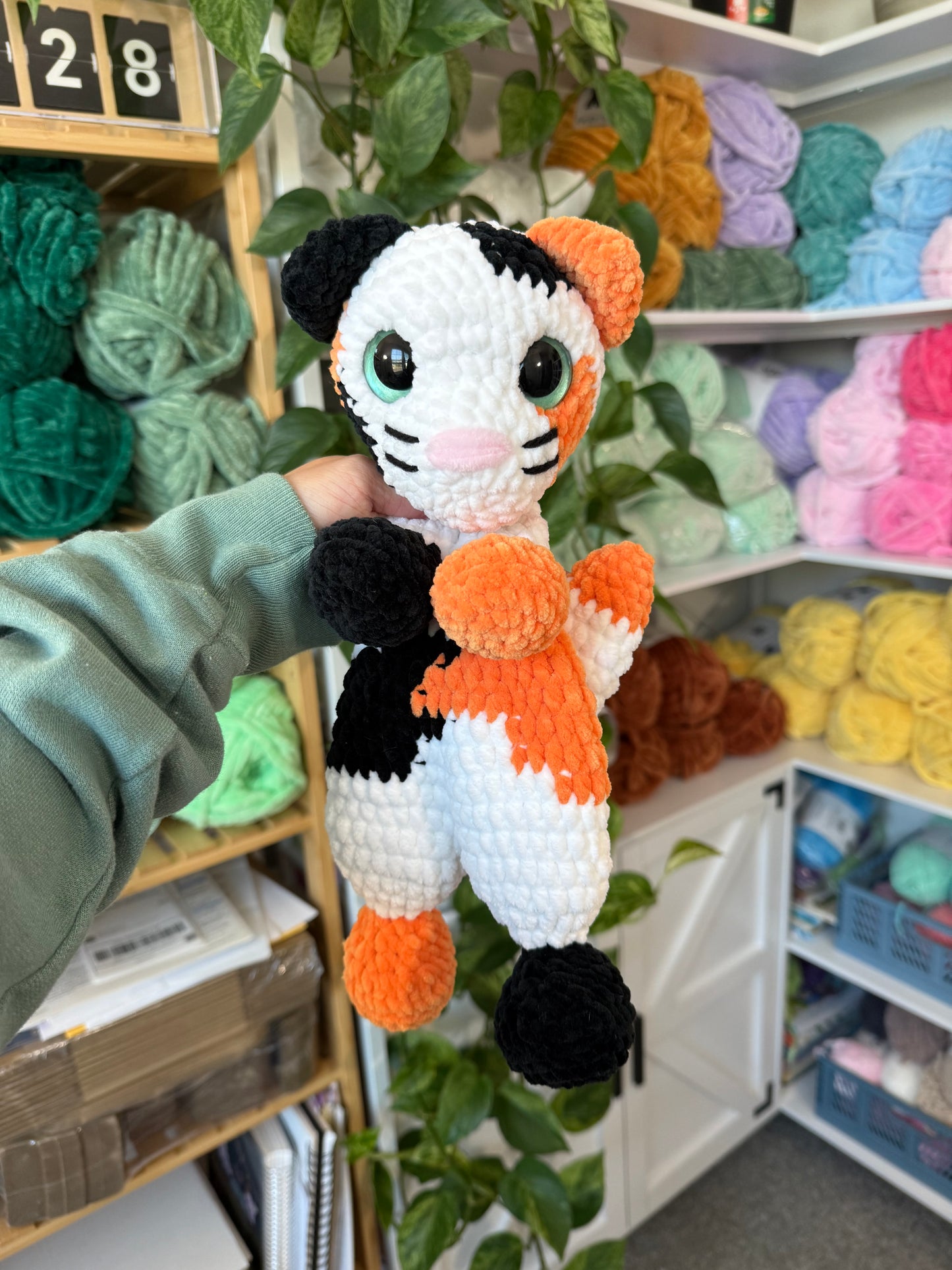 Calico Cat Snuggler Plushie