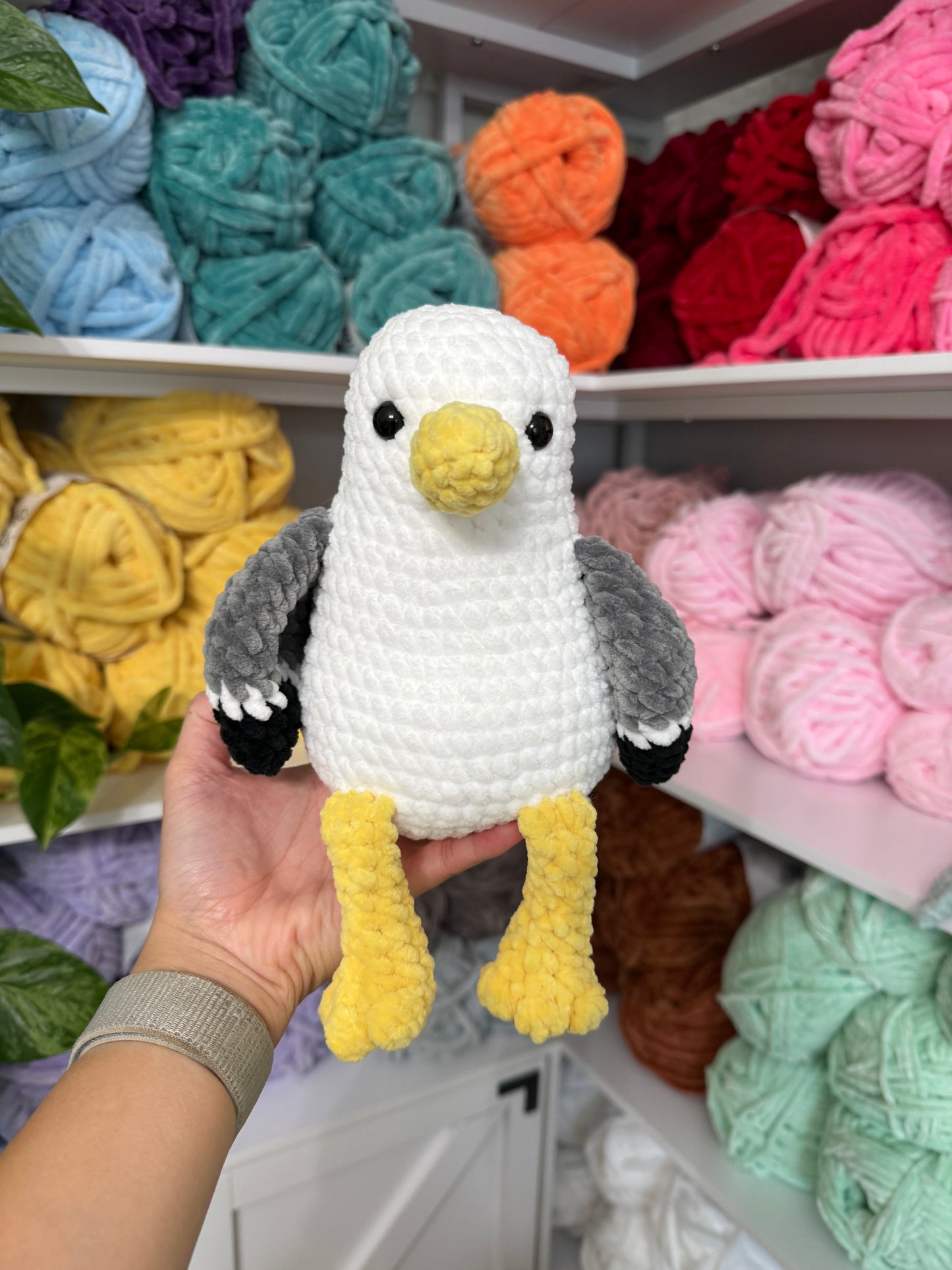 Weighted Squishy Seagull Plushie - Yellow Accents