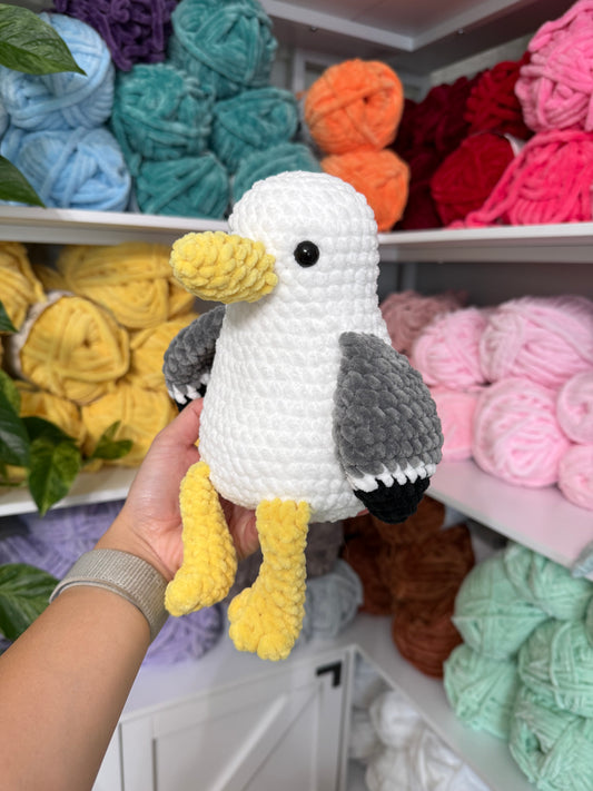 Weighted Squishy Seagull Plushie - Yellow Accents