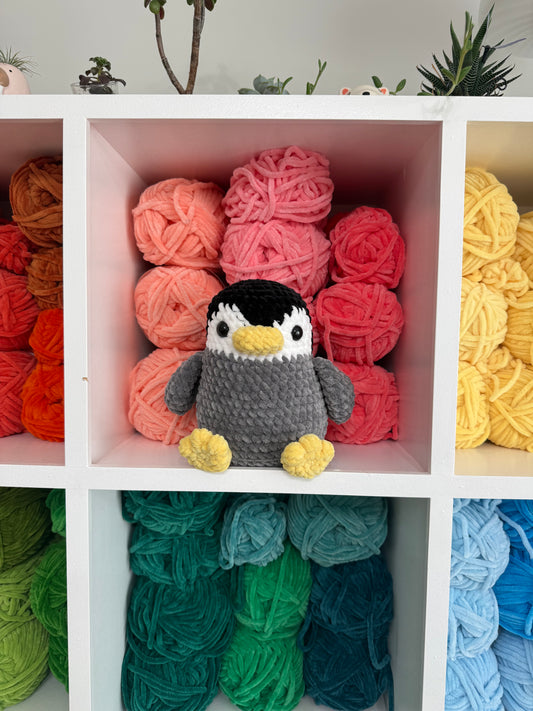 Weighted Grey Penguin Plushie