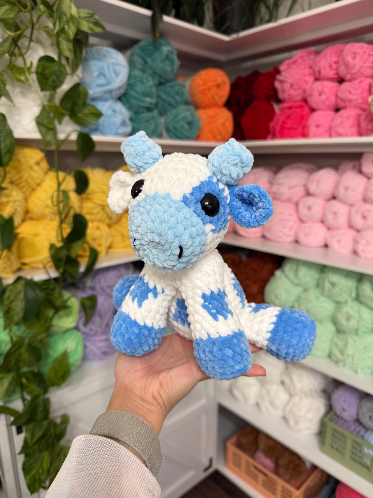 Sitting Cow Plushie (Blueberry)