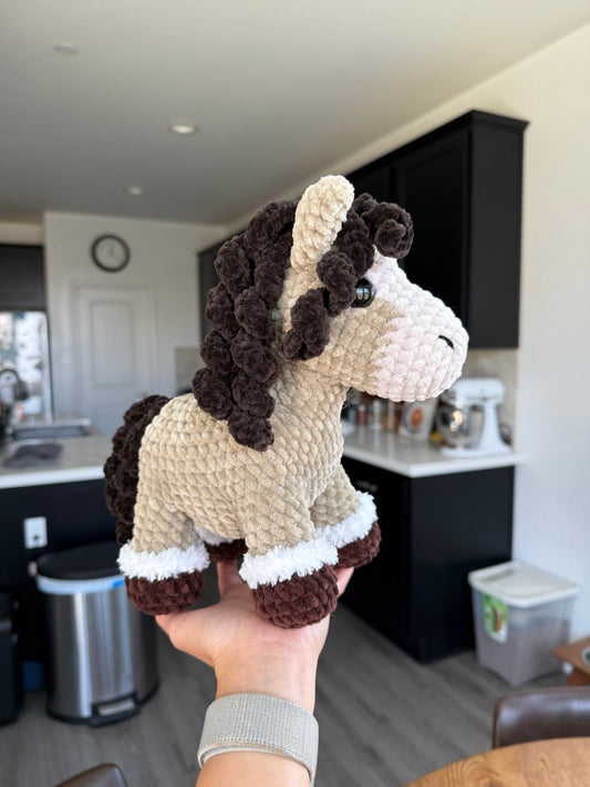 Standing Beige Horse Plushie