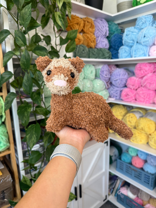 Standing Fuzzy Brown Ferret Plushie