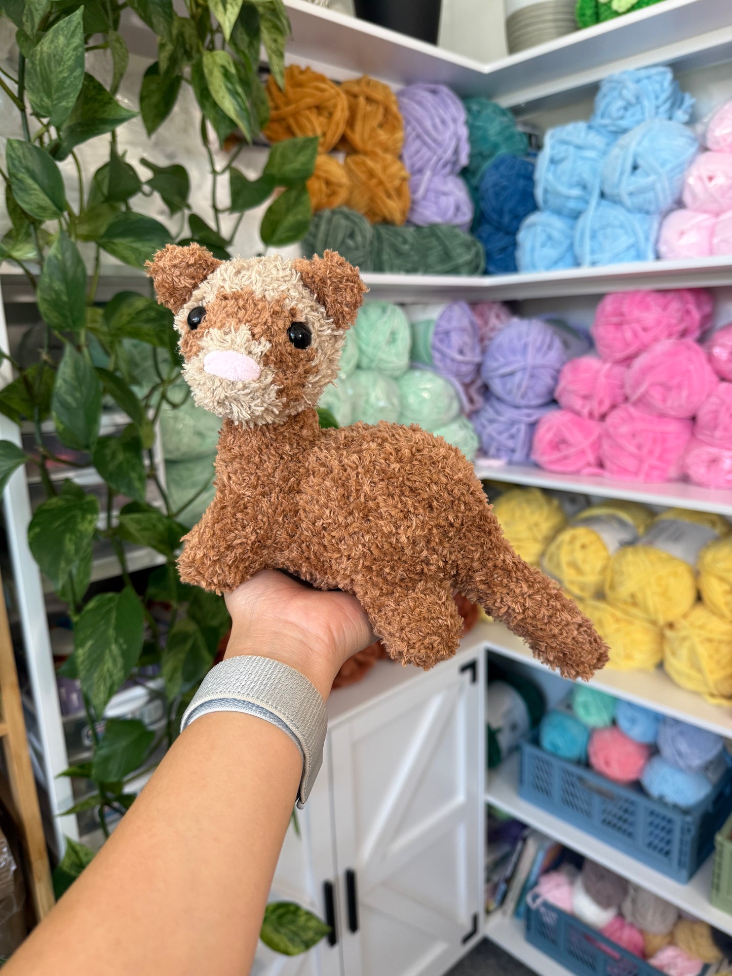 Standing Fuzzy Brown Ferret Plushie