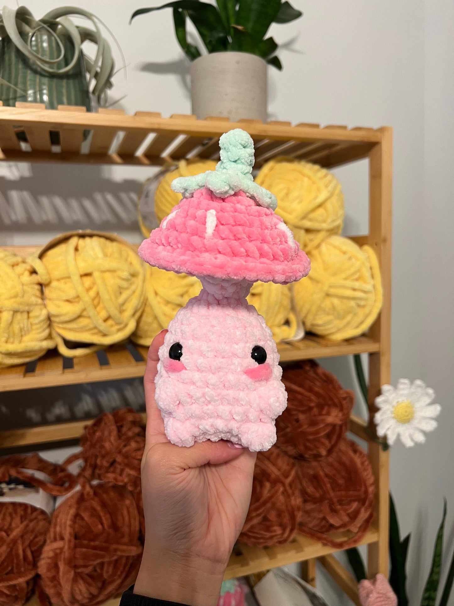 Strawberry Mushroom Pop Crochet Pattern (Low Sew)