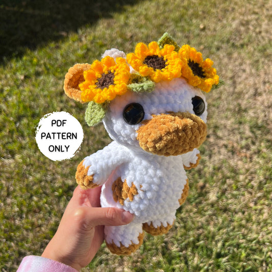 Cow with Flower Crown Crochet Pattern