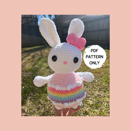 Birthday Cake Bunny with Bow Crochet Pattern