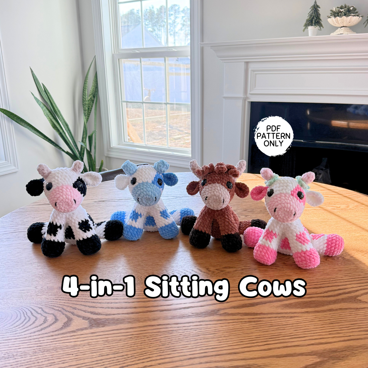 4-in-1 Sitting Cow Crochet Pattern