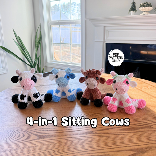 4-in-1 Sitting Cow Crochet Pattern