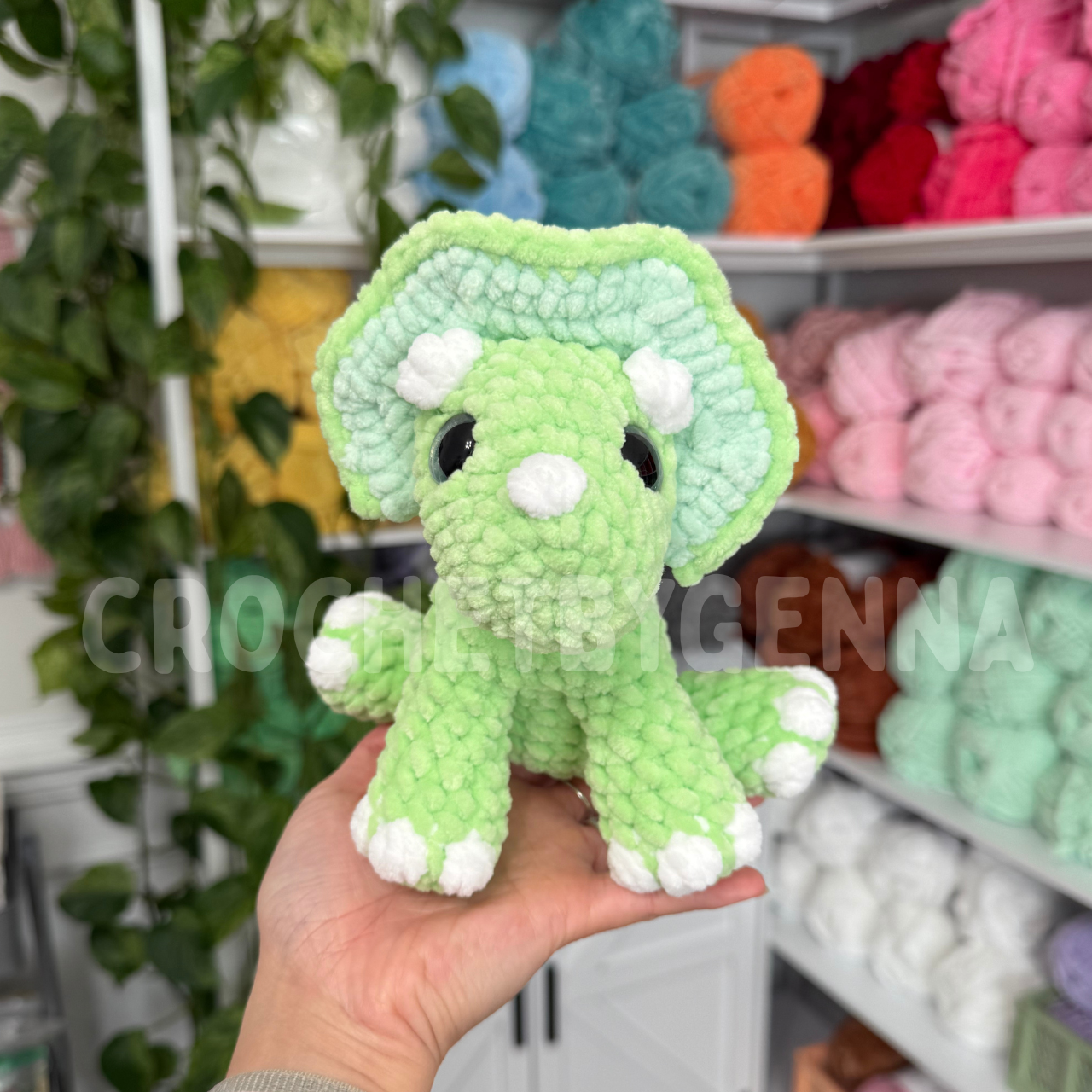 Mini Sitting Triceratops Crochet Pattern