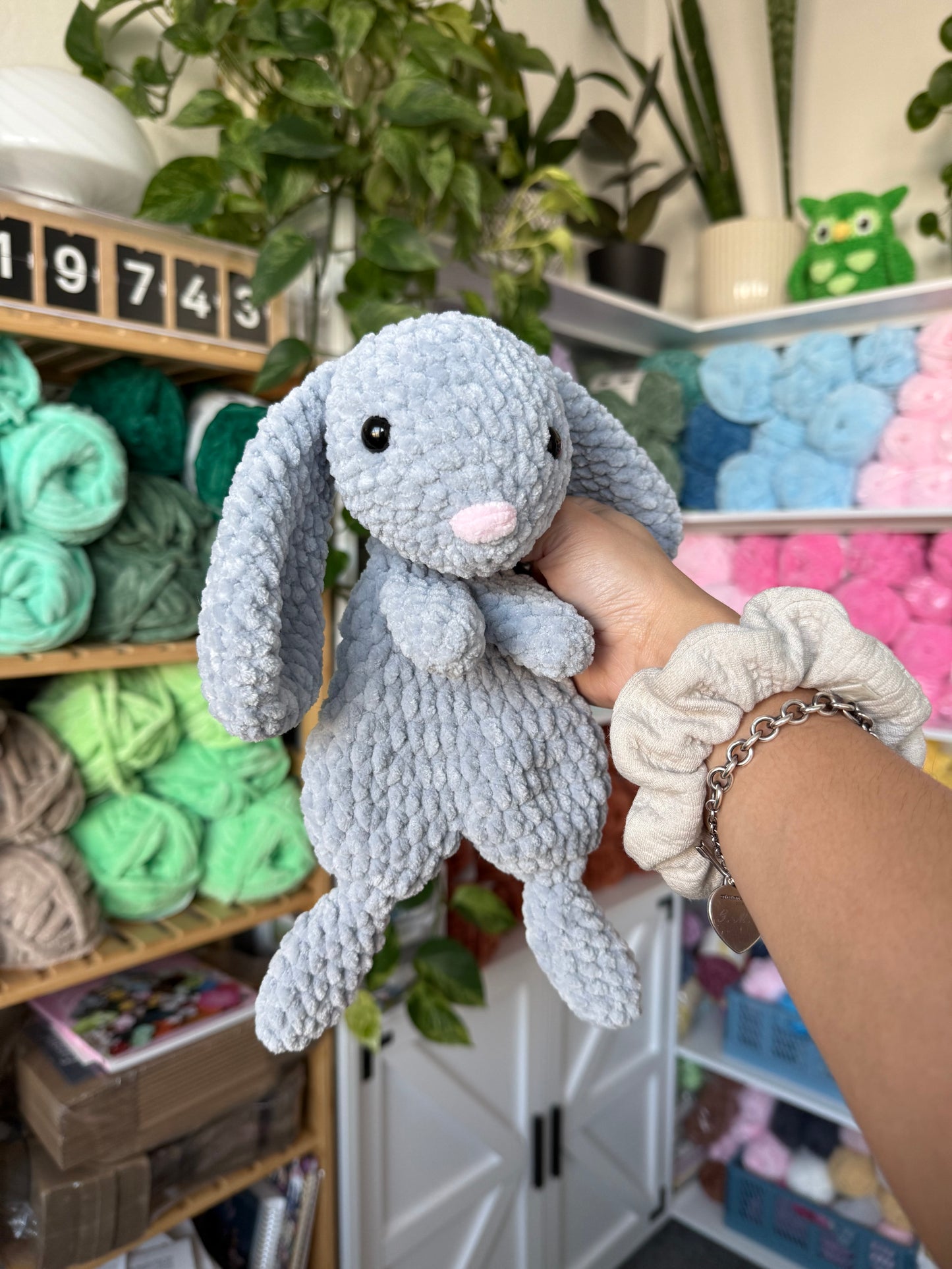 Grey Bunny Snuggler Plushie