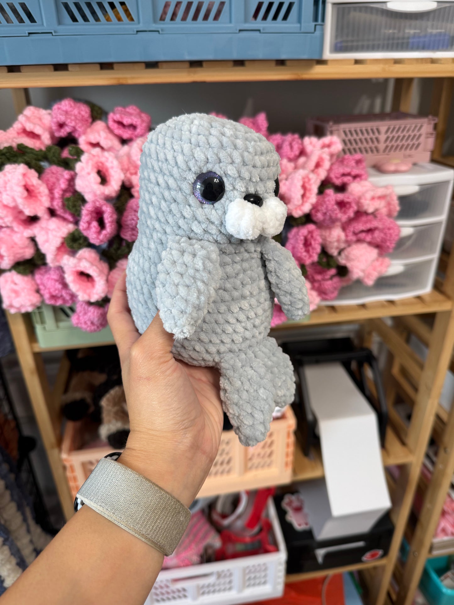 Weighted Squishy Seal Plushie - Grey