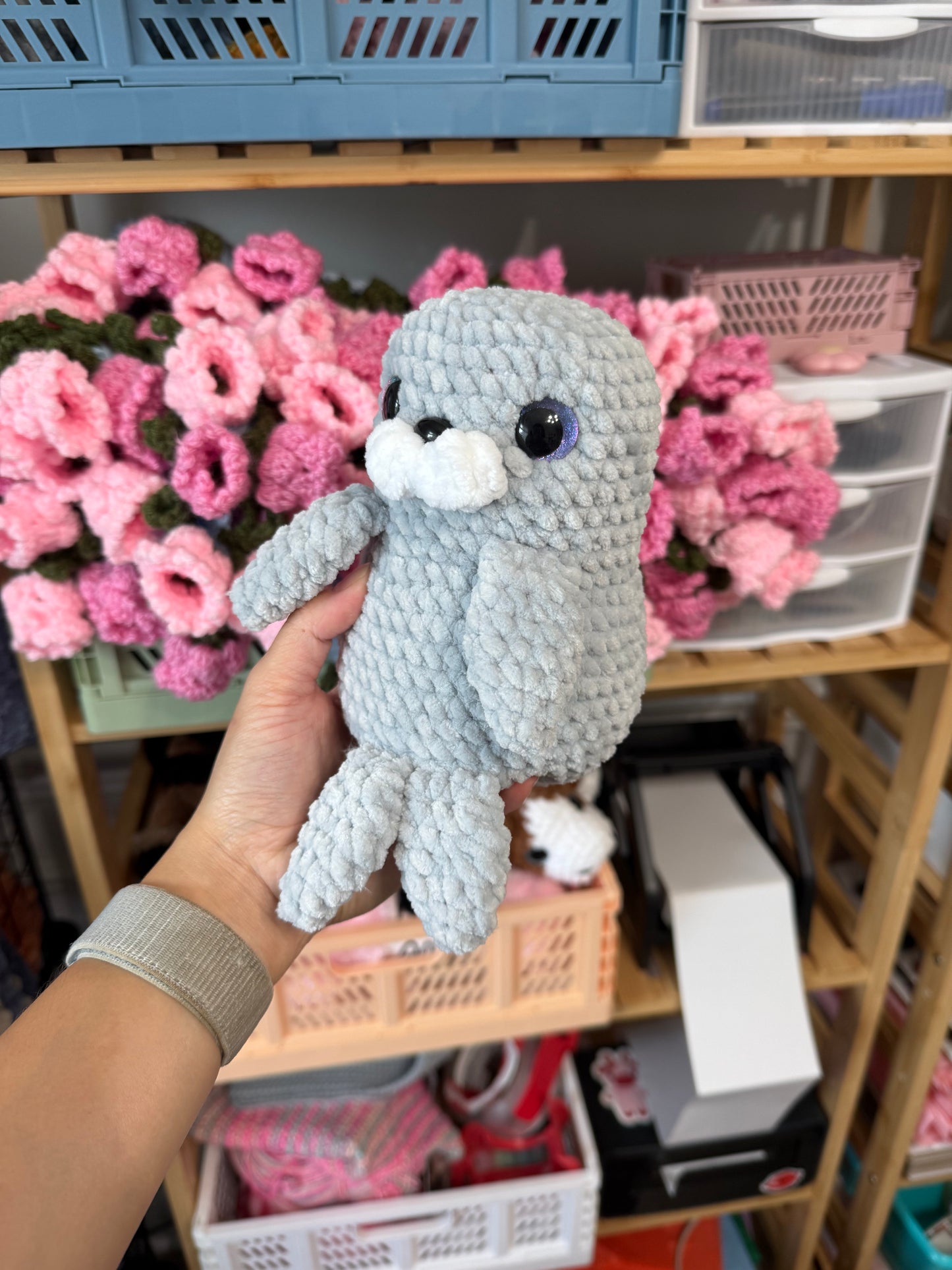 Weighted Squishy Seal Plushie - Grey