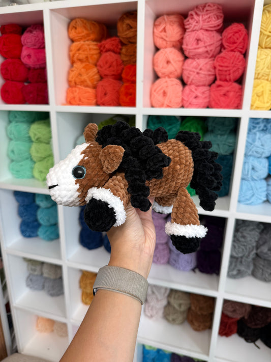 Mini Floppy Horse Plushie - Brown/White