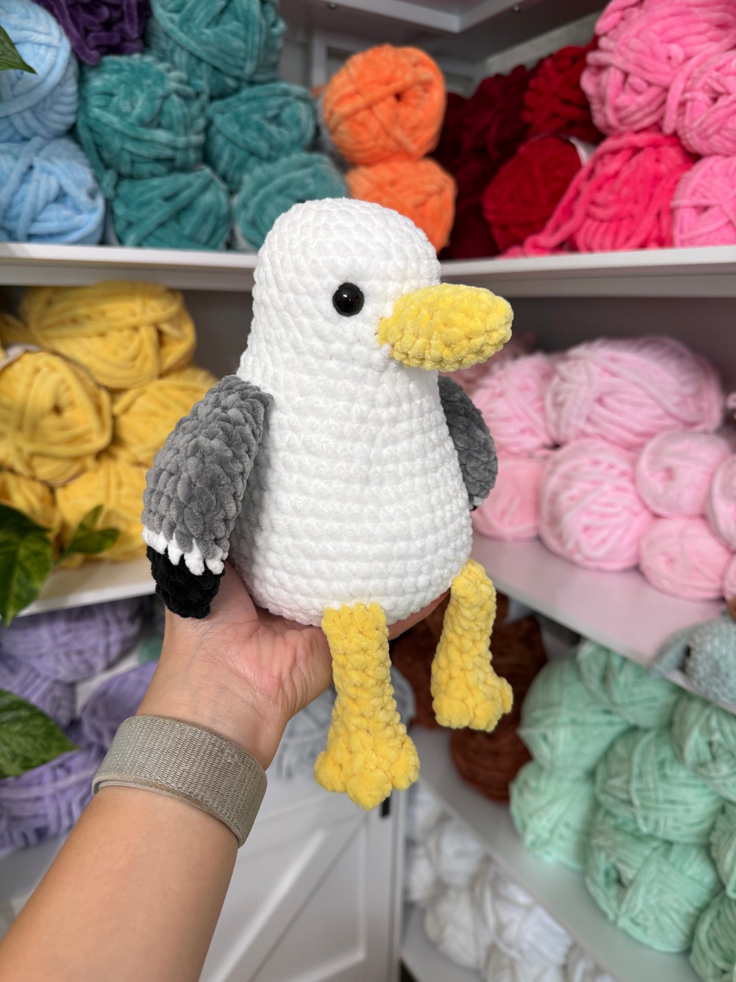 Weighted Squishy Seagull Plushie - Yellow Accents