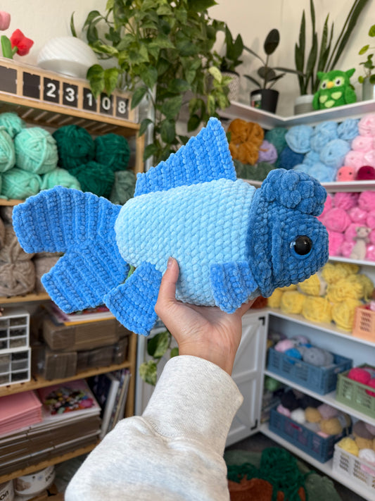 Regular Size Blue Goldfish Plushie