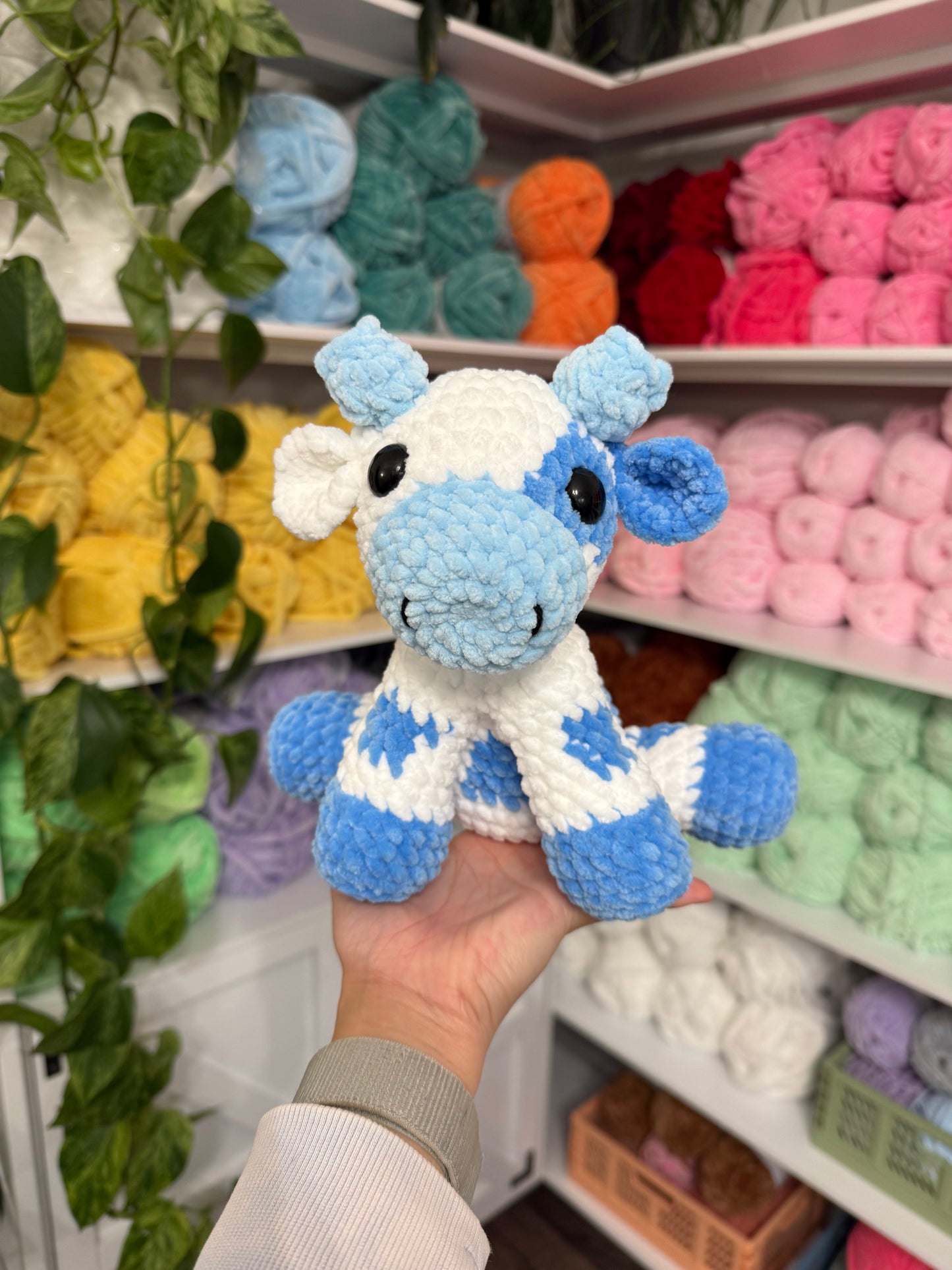 Sitting Cow Plushie (Blueberry)