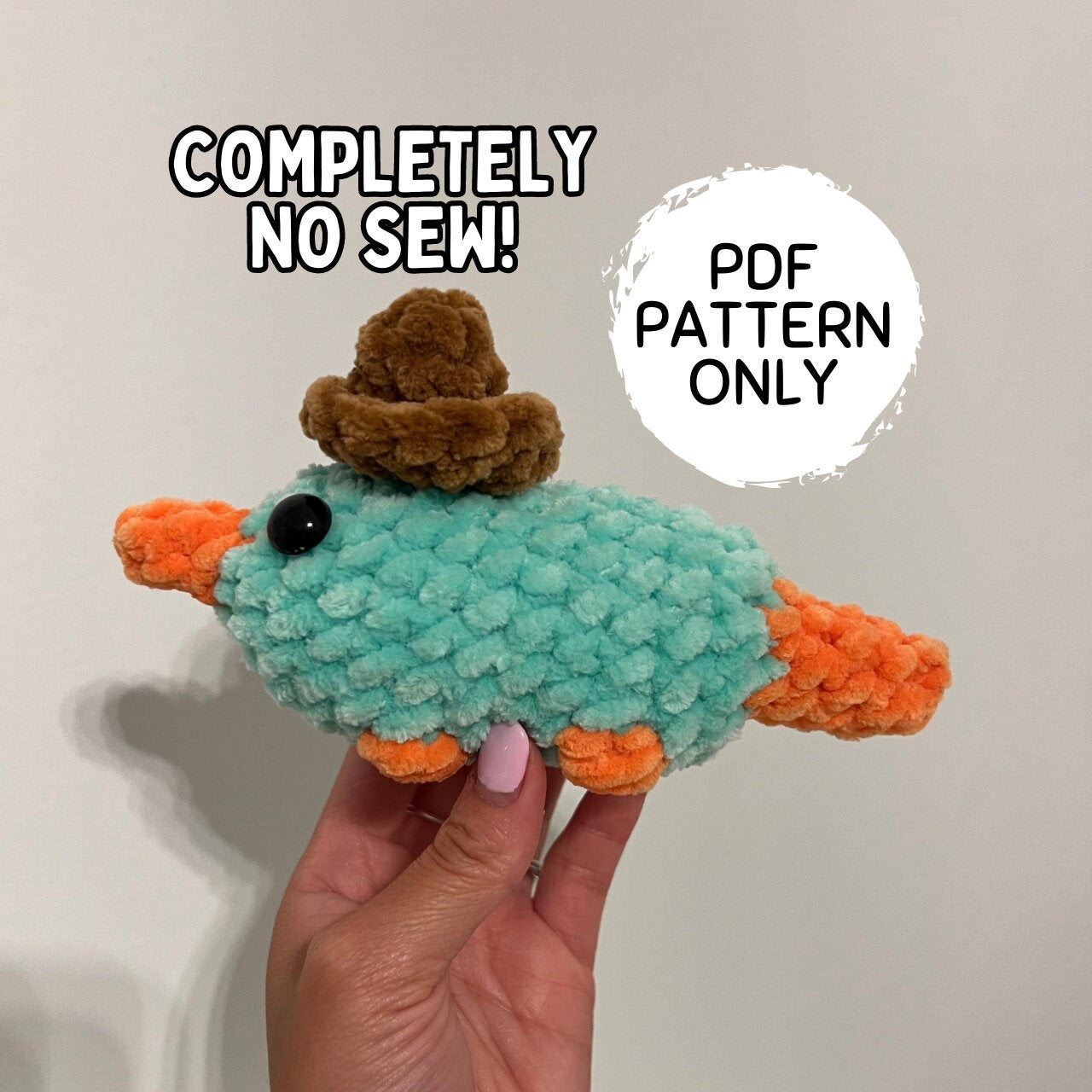 No Sew Mini Platypus with Hat Crochet Pattern