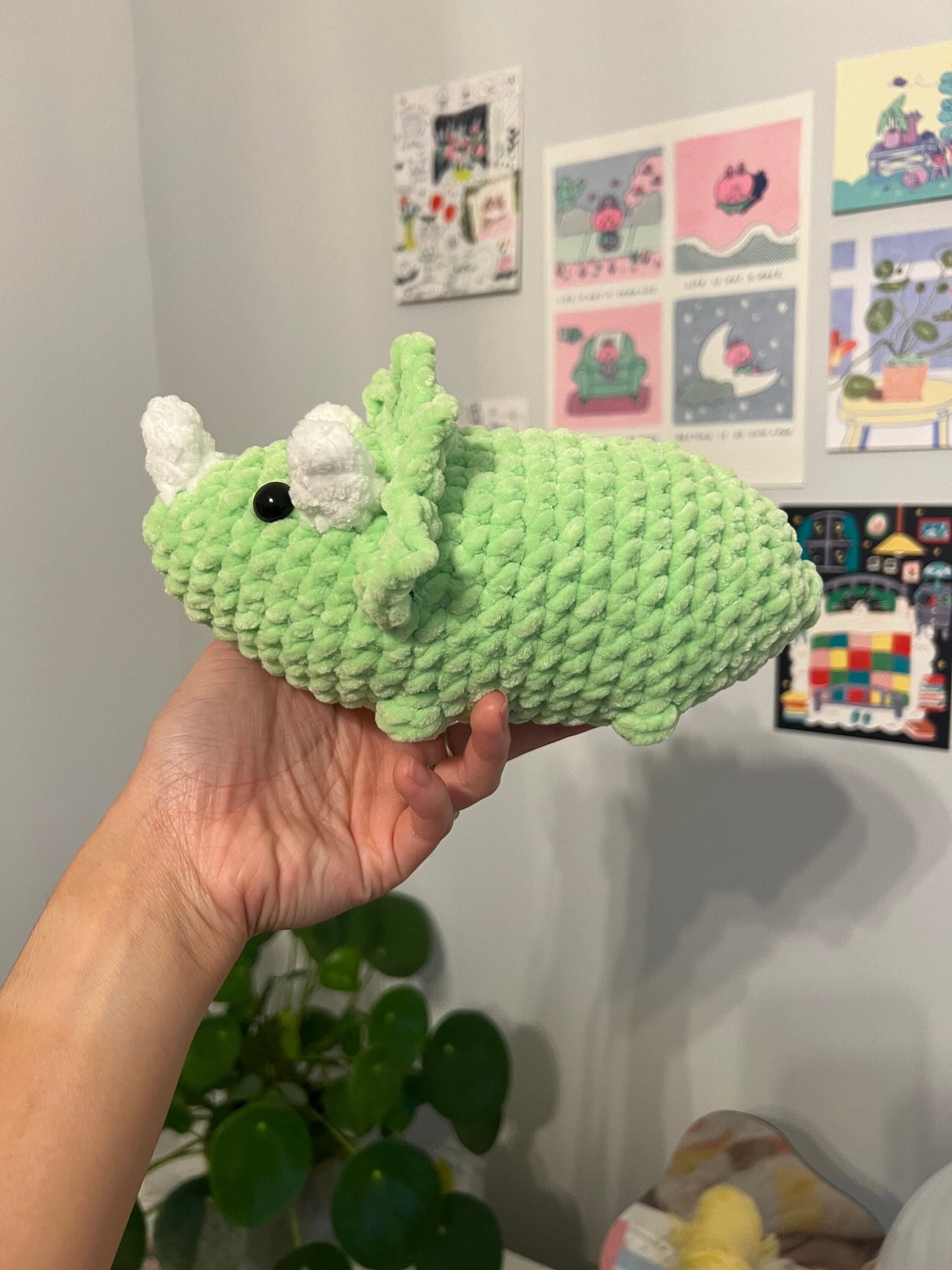 Regular Size Triceratops Crochet Pattern Low Sew